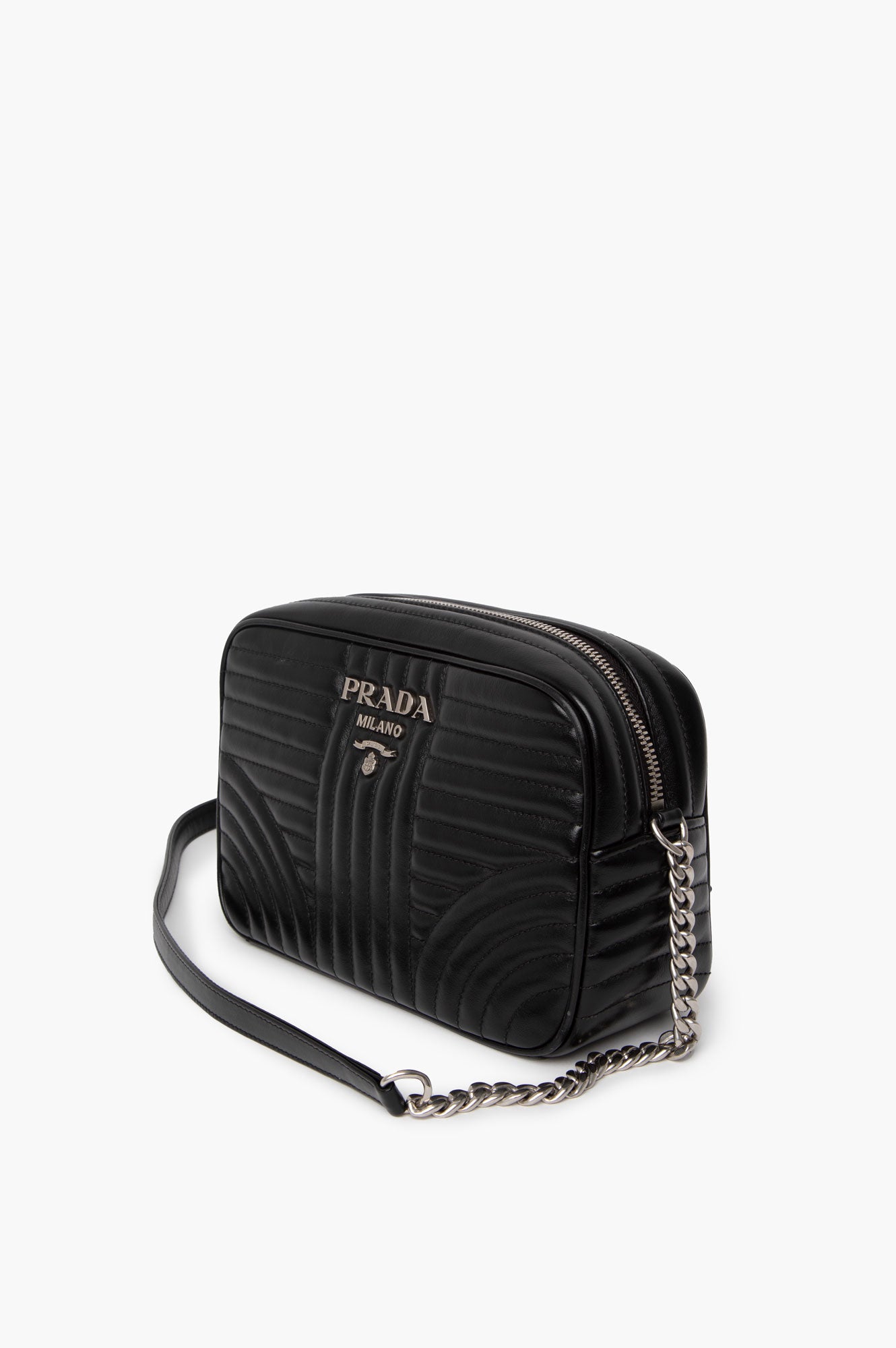 Prada Black Milano Logo Chain Camera Bag