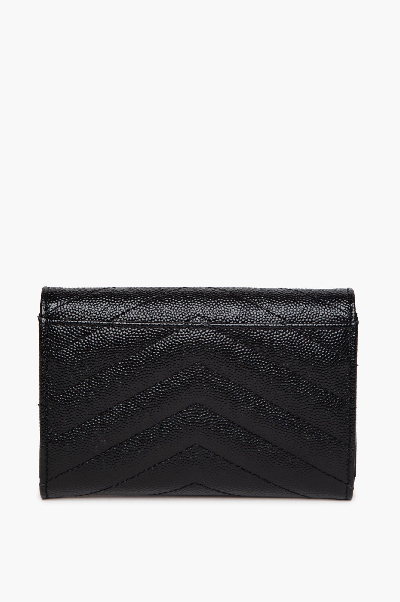 Saint Laurent Black Grained Leather Compact Wallet