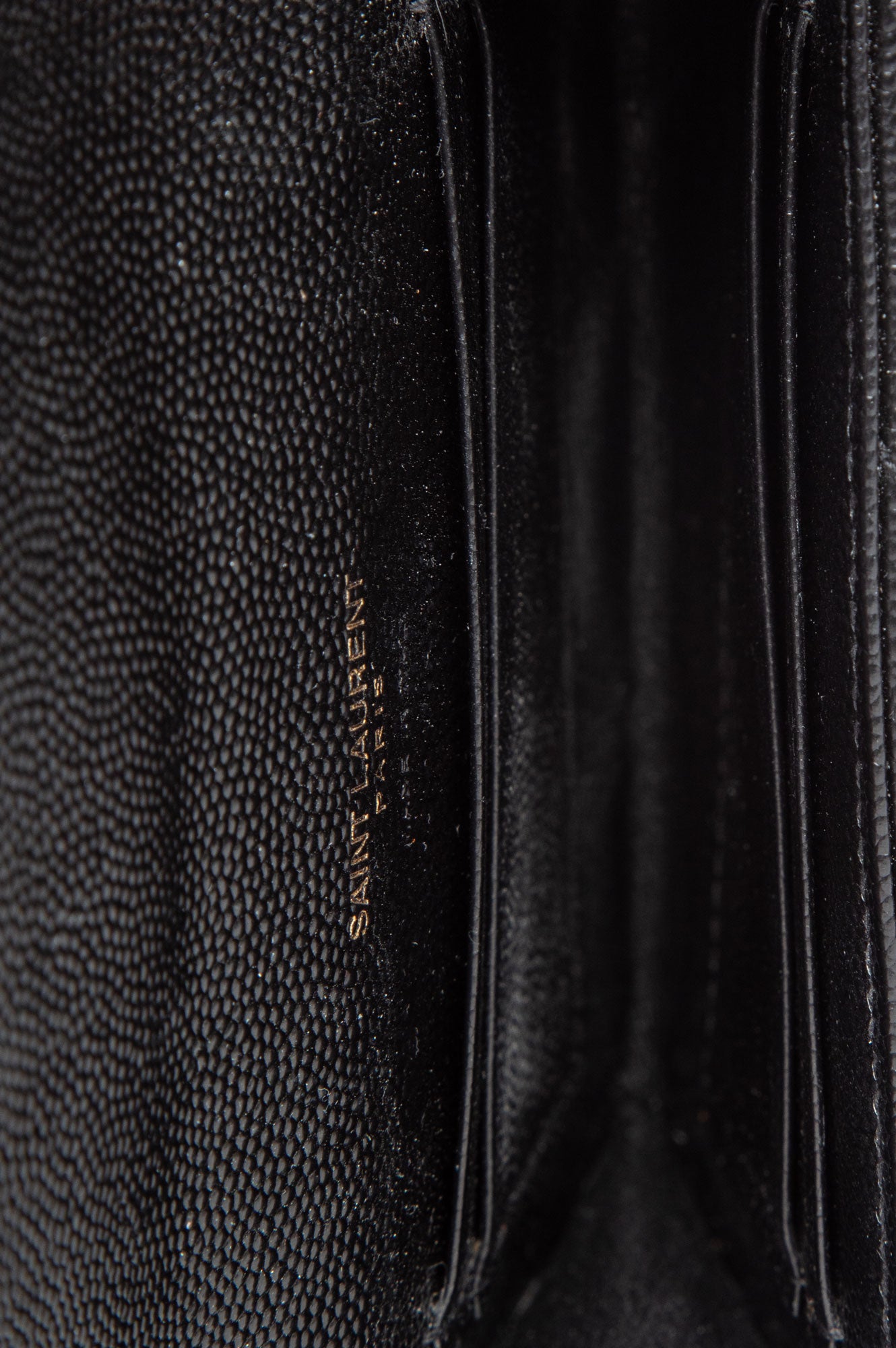Saint Laurent Black Grained Leather Compact Wallet