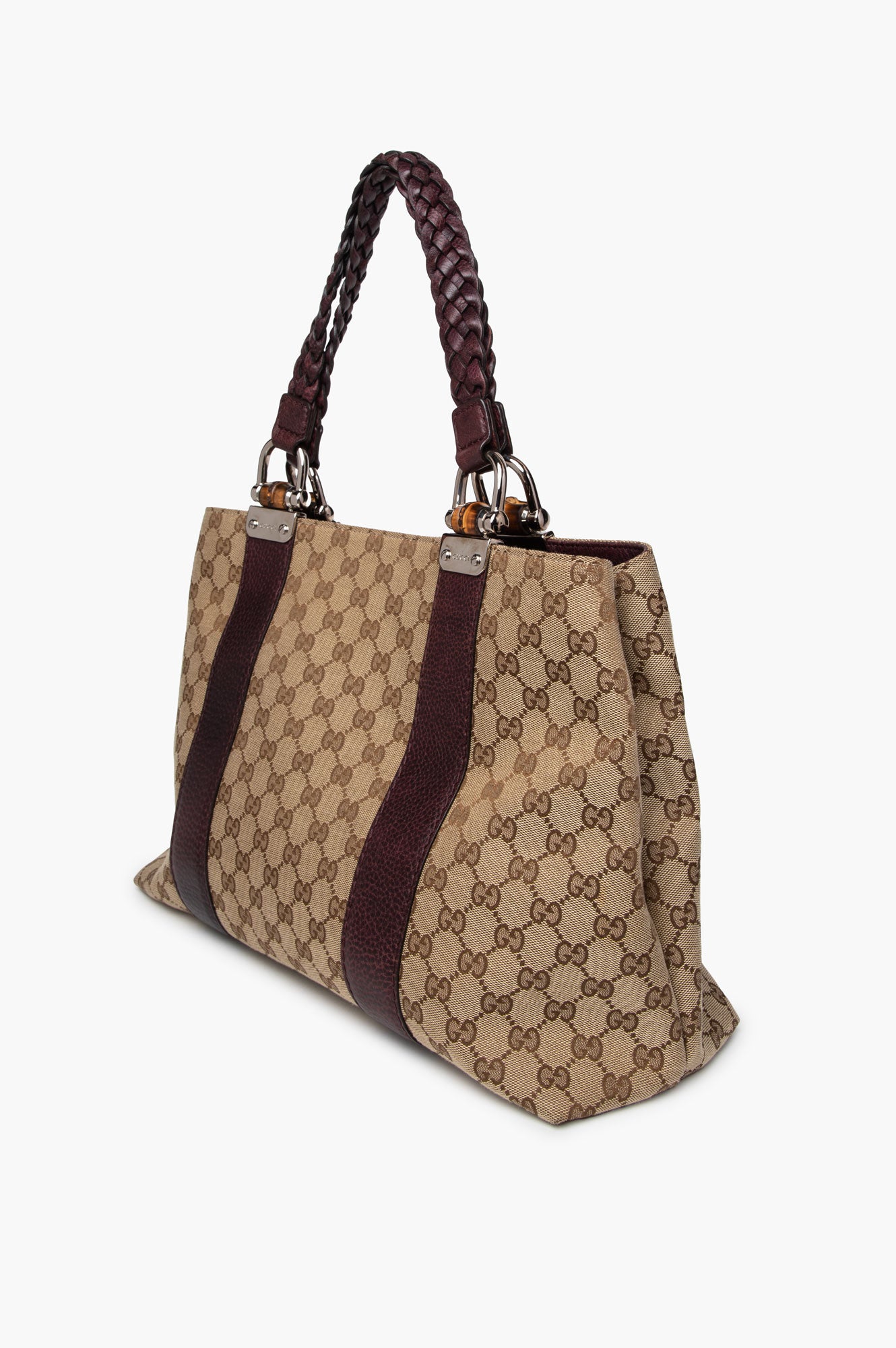 Gucci GG Canvas Medium Bamboo Tote Bag