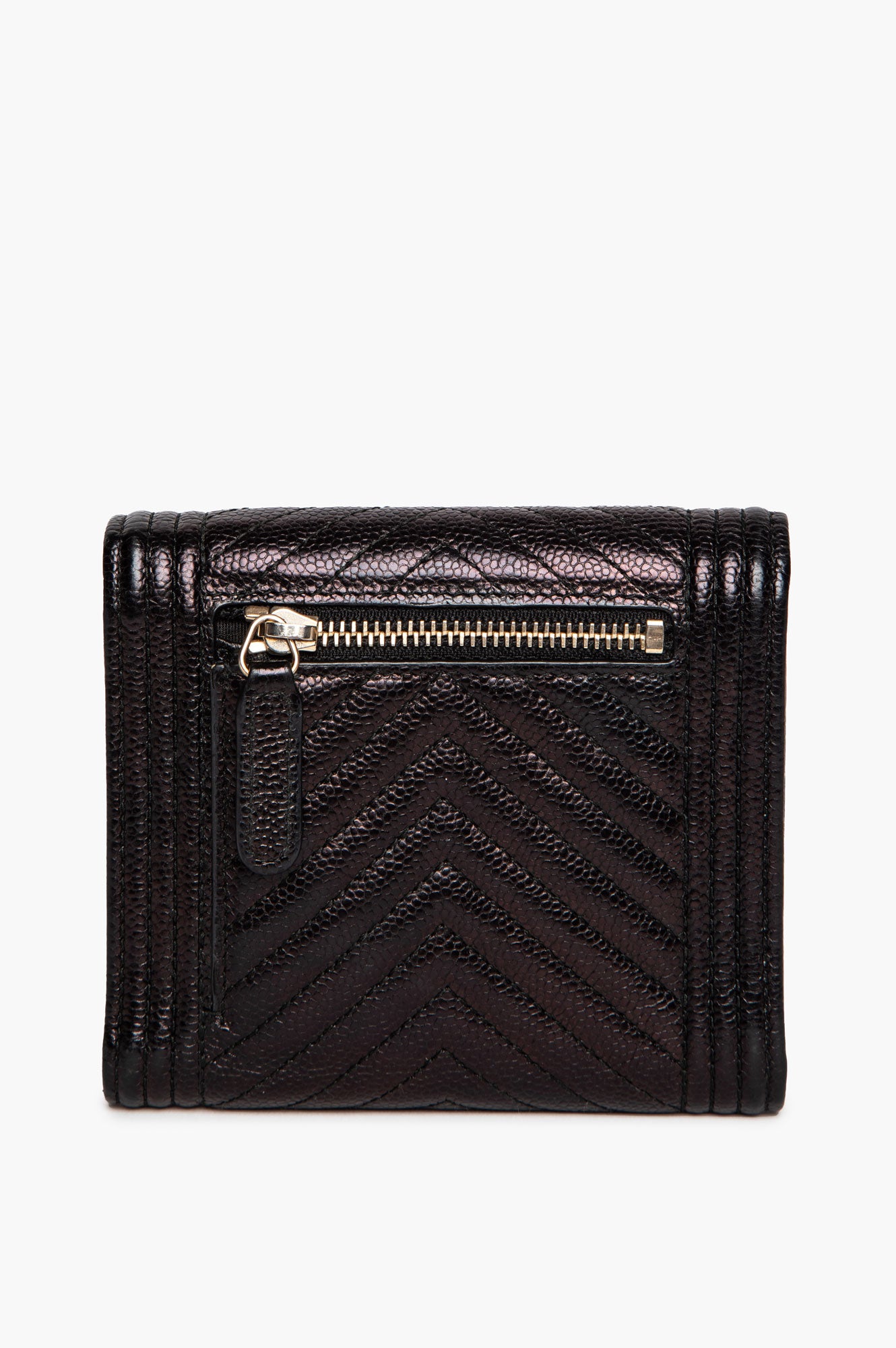 Chanel Black Caviar Chevron Boy Wallet