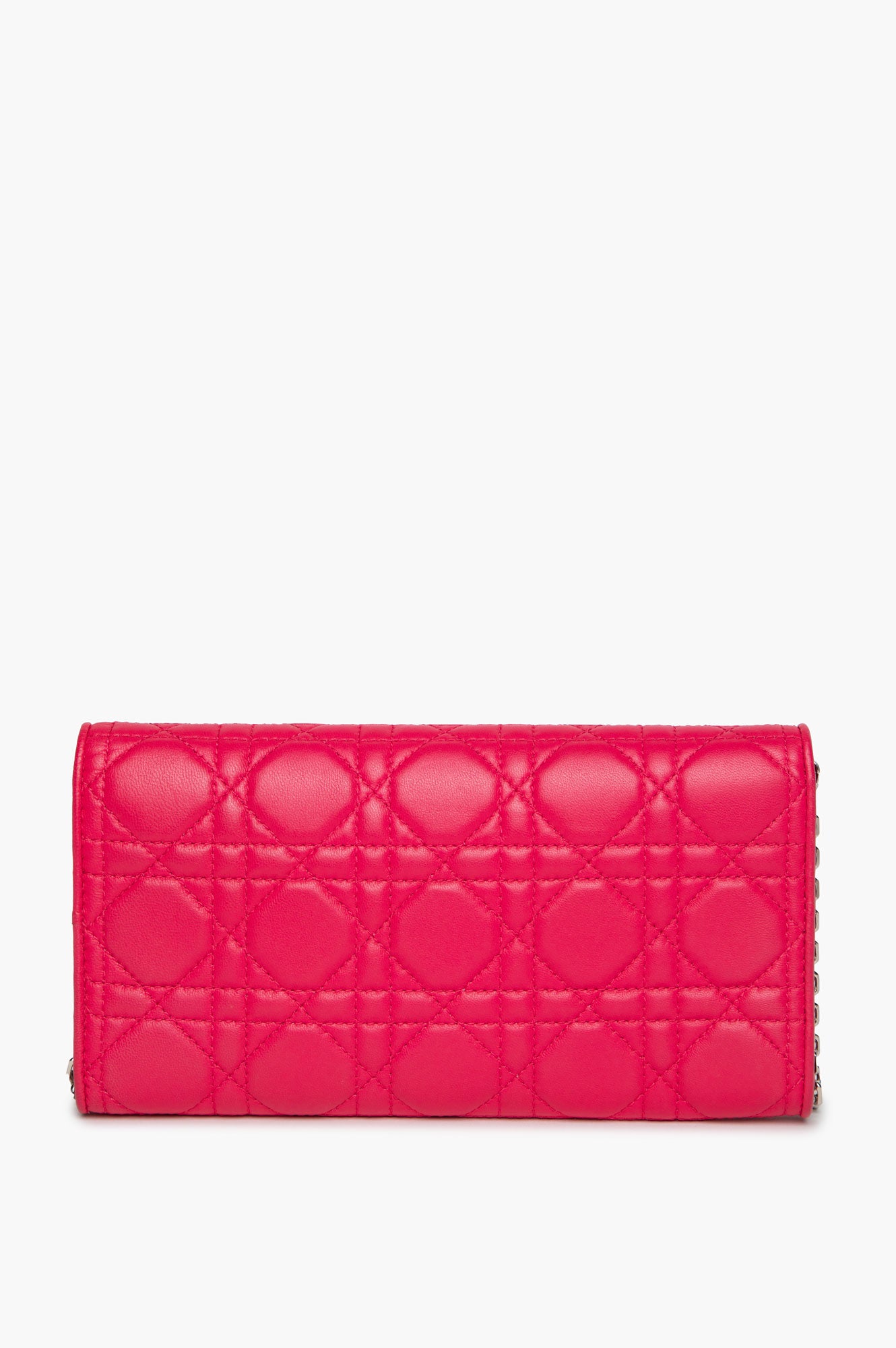 Christian Dior Pink Cannage Lambskin Lady Dior Wallet on Chain