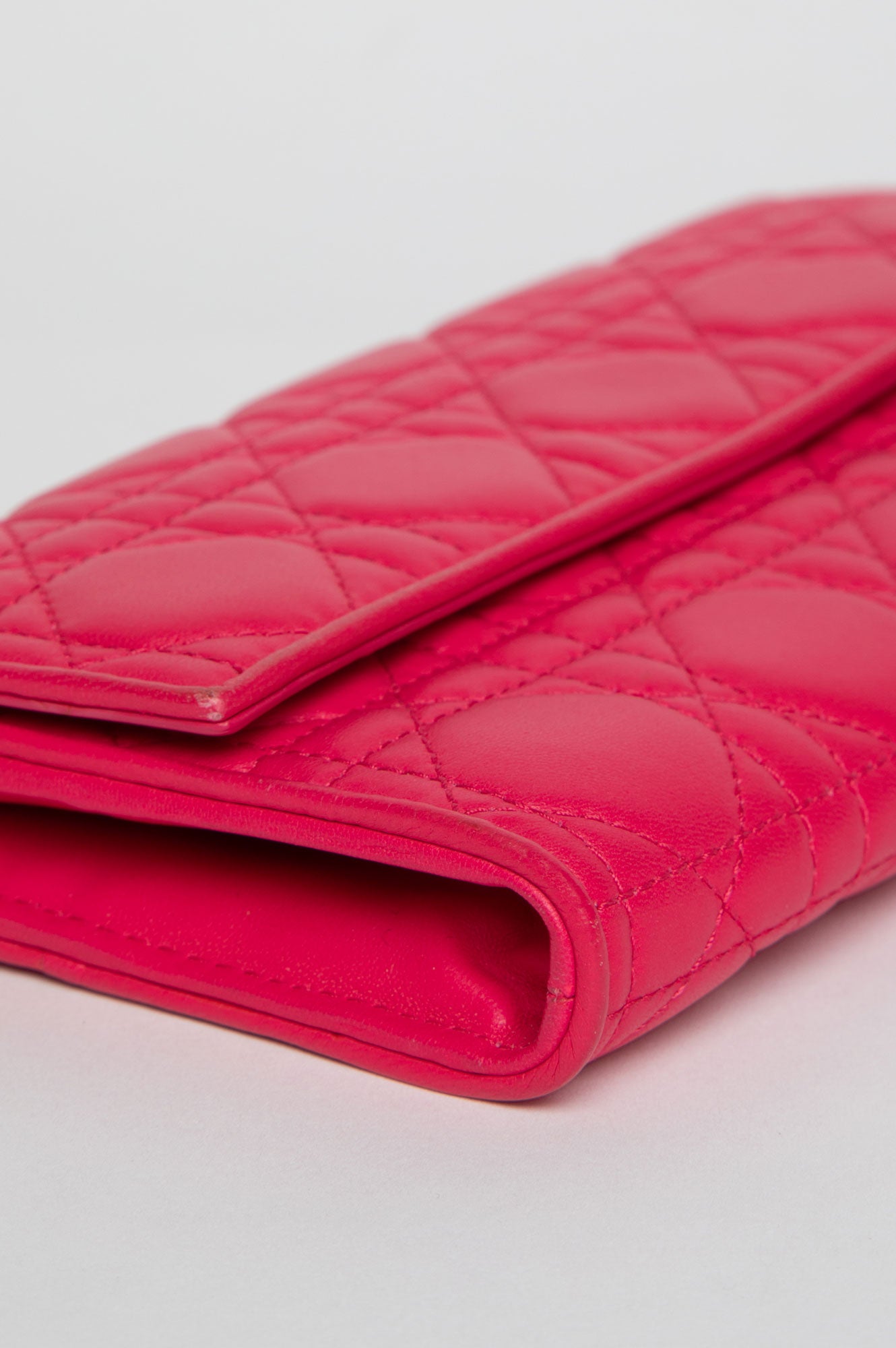 Christian Dior Pink Cannage Lambskin Lady Dior Wallet on Chain