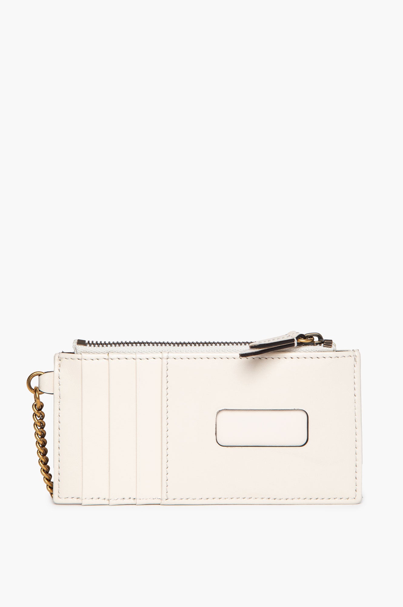 Gucci Cream Calfskin Matelassé GG Marmont Zip Key Case Card Holder