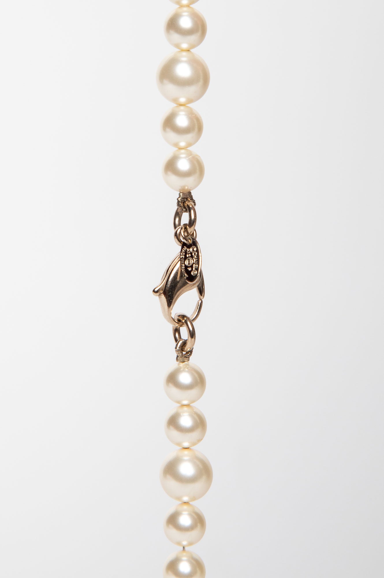Chanel A12 P Faux Pearl Crystal CC Necklace