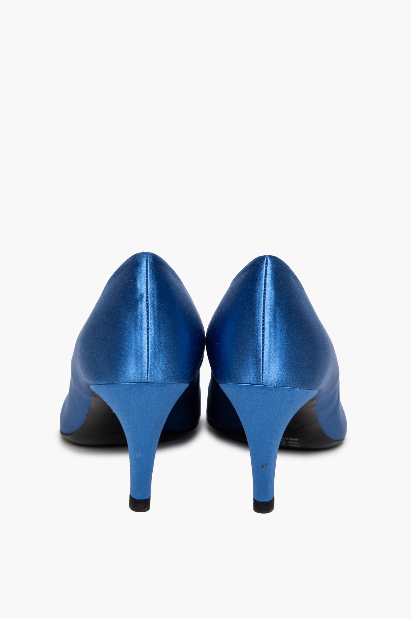 Roger Vivier Blue Satin Crystal Embellished Belle Vivier Pumps Size 37.5