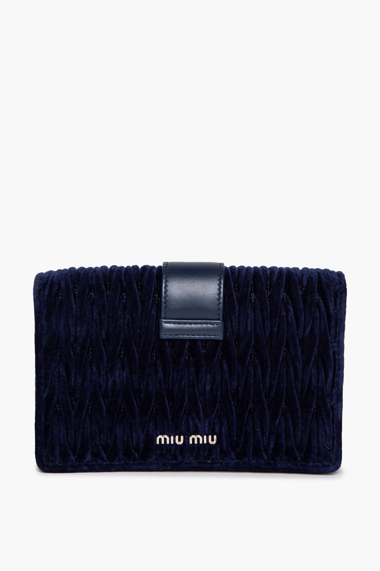 Miu Miu Blue Matelassé Velvet Jewel Crossbody Bag