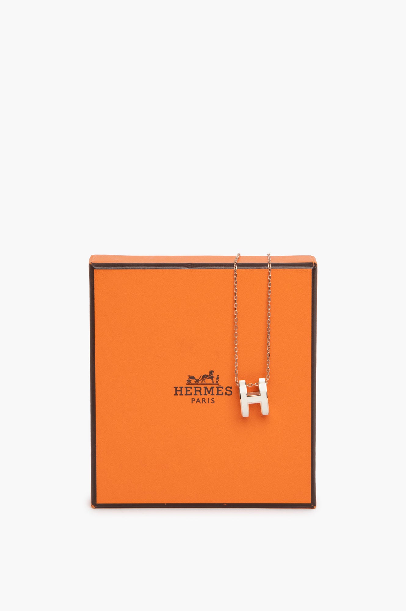 Hermes Rose Gold White H Necklace