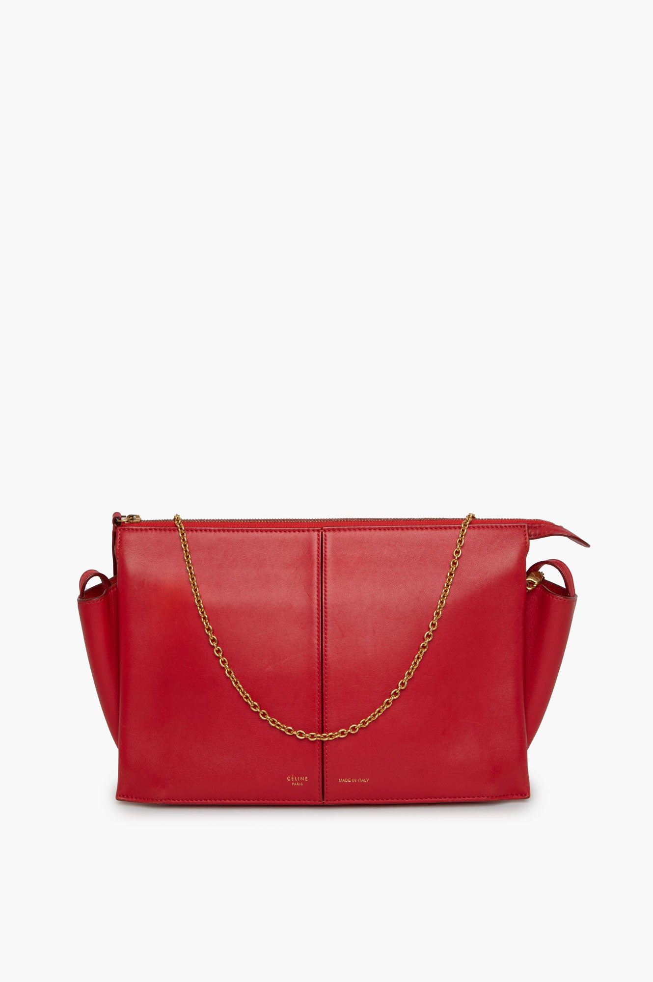 Celine Red Trifold Bag On Chain