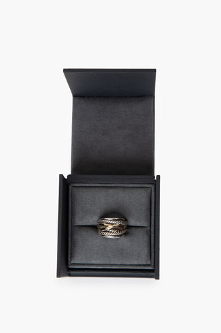 David Yurman Silver With Gold Crossover Ring Size 7