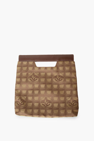 Chanel Brown Jacquard Nylon Travel Line Flat Tote Bag