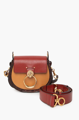 Chloe Brown Calfskin Lizard Embossed Small Crossbody Bag