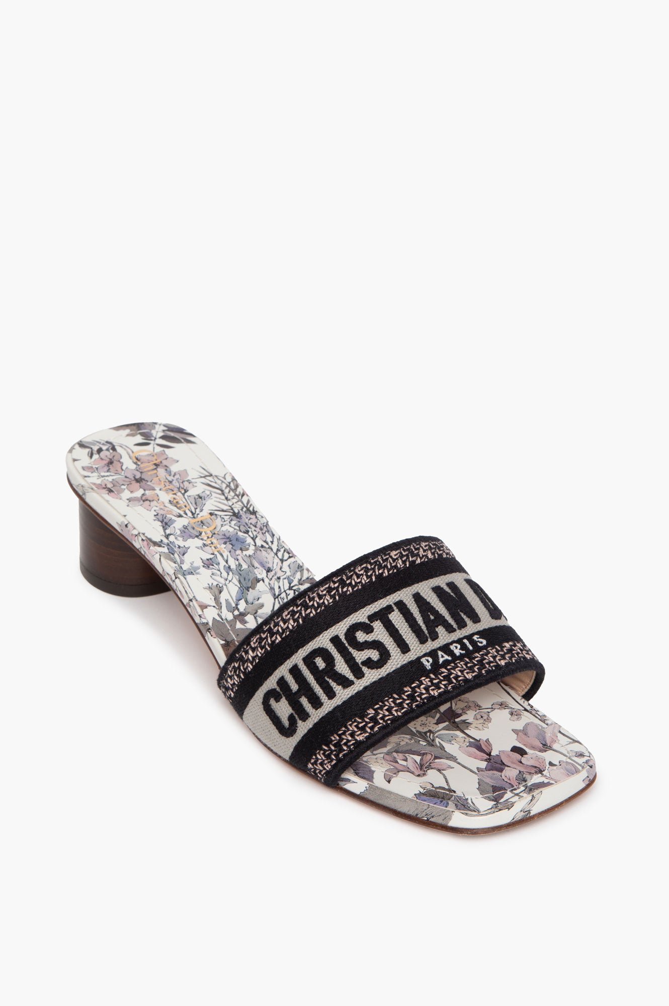 Christian Dior Embroidered D-Floral Dway 35mm Slides Size 36