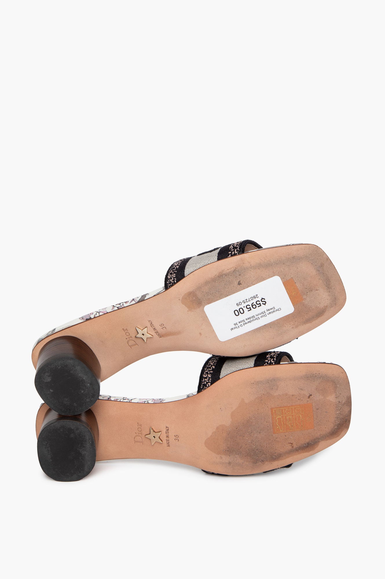Christian Dior Embroidered D-Floral Dway 35mm Slides Size 36