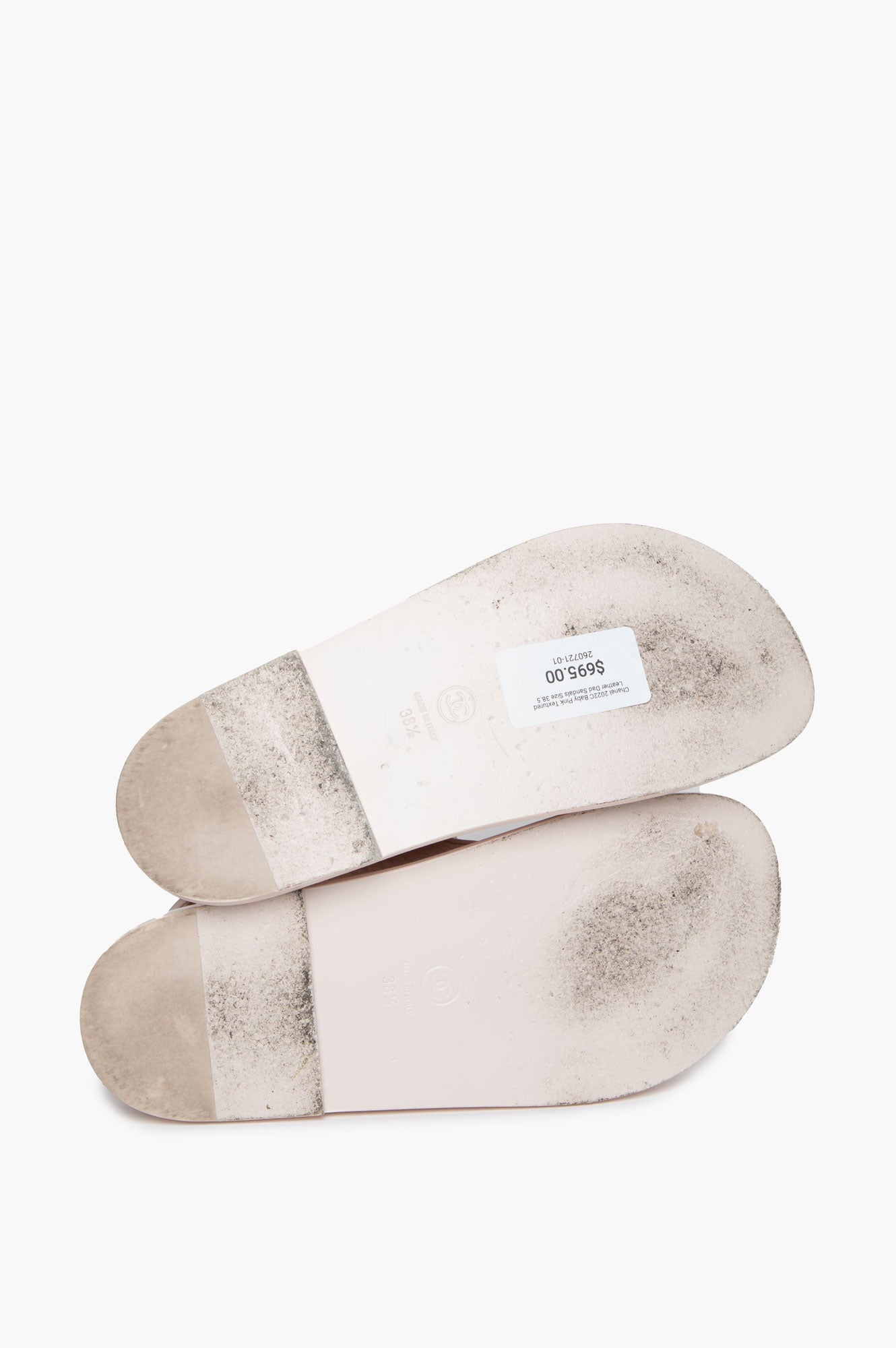 Chanel 2022C Baby Pink Textured Leather Dad Sandals Size 38.5