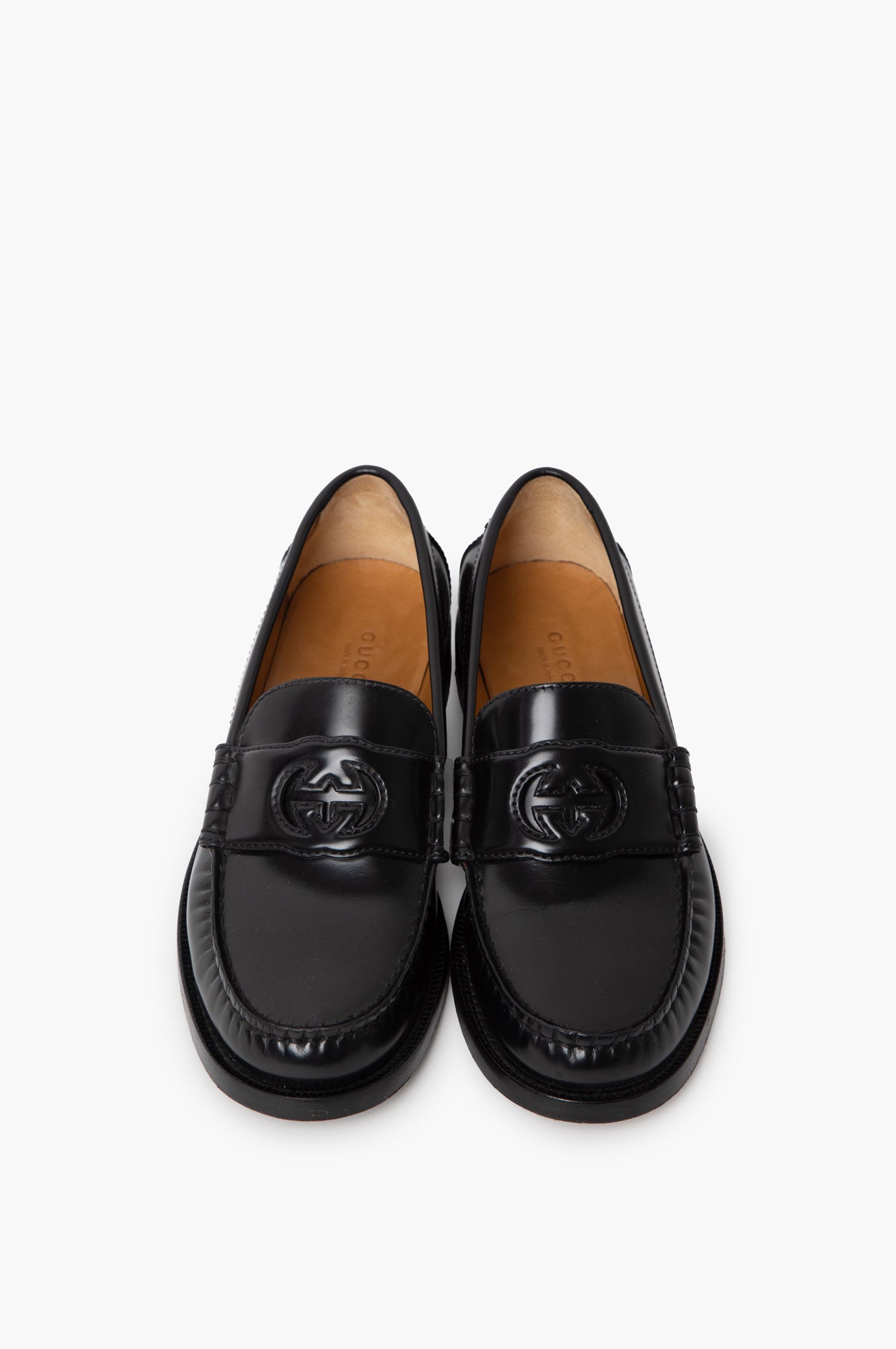 Gucci Black Patent GG Loafer Size 37.5