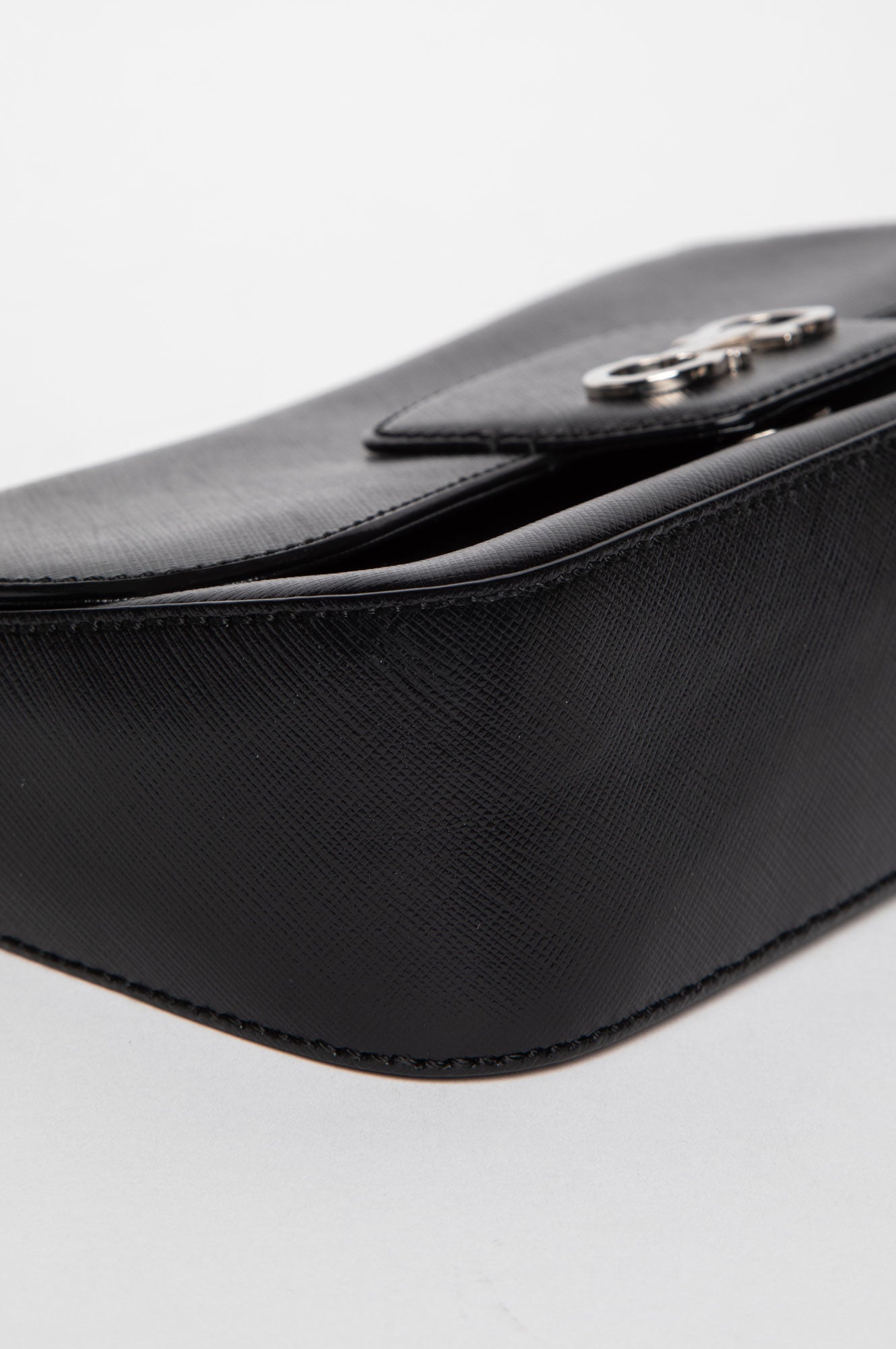 Salvatore Ferragamo Black Saffiano Leather Gancini Chain Shoulder Bag