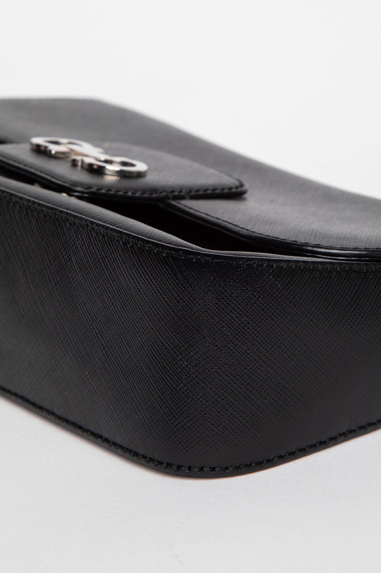 Salvatore Ferragamo Black Saffiano Leather Gancini Chain Shoulder Bag