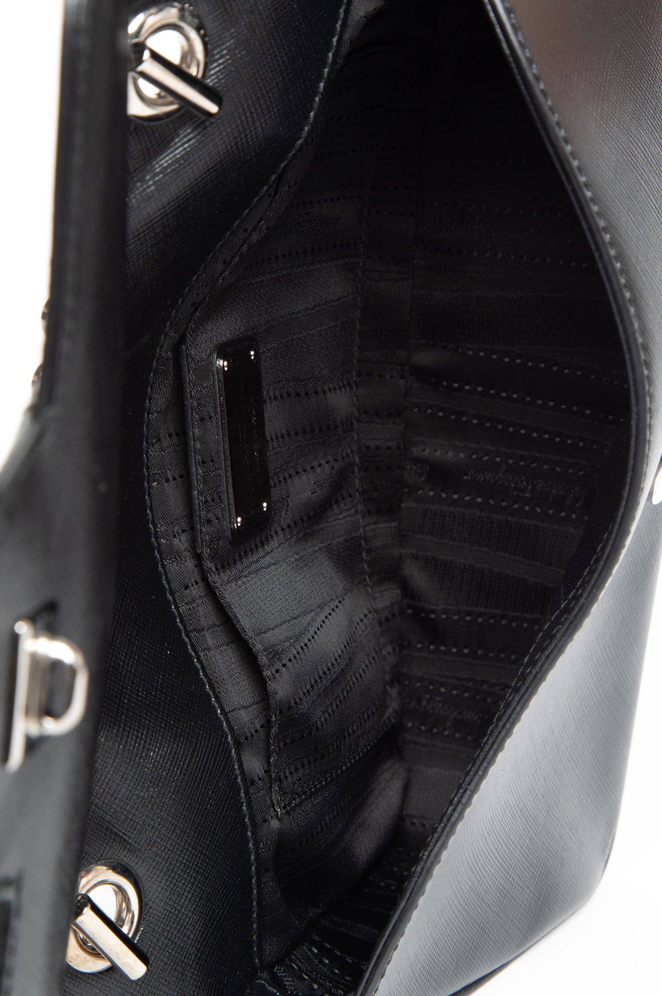Salvatore Ferragamo Black Saffiano Leather Gancini Chain Shoulder Bag
