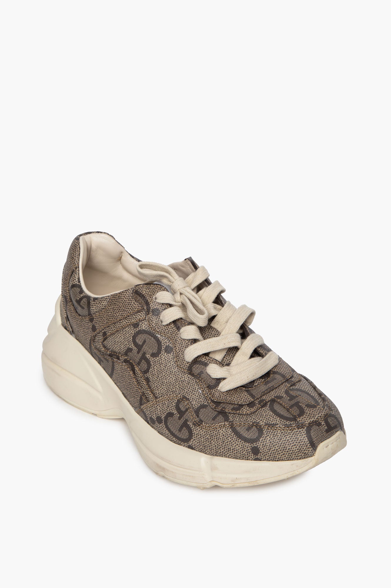 Gucci Beige GG Supreme Monogram Rhyton Sneakers 36.5