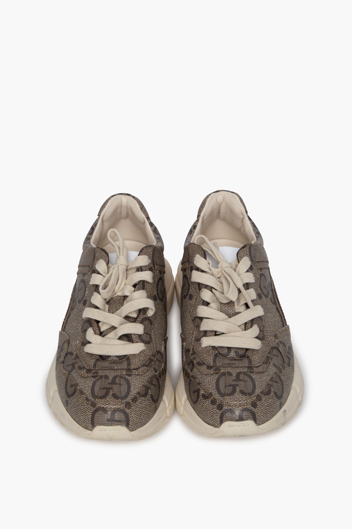 Gucci Beige GG Supreme Monogram Rhyton Sneakers 36.5