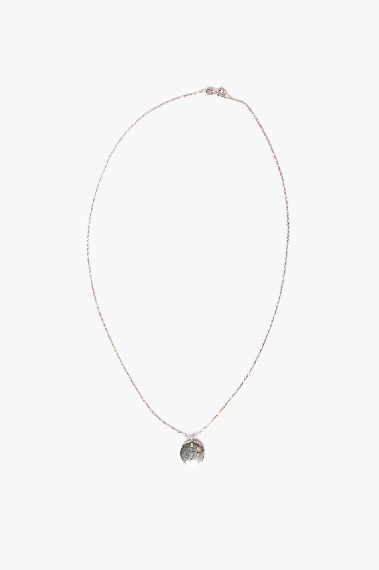 Tiffany & Co. Sterling Silver "T" Initial Engraving Pendant Necklace
