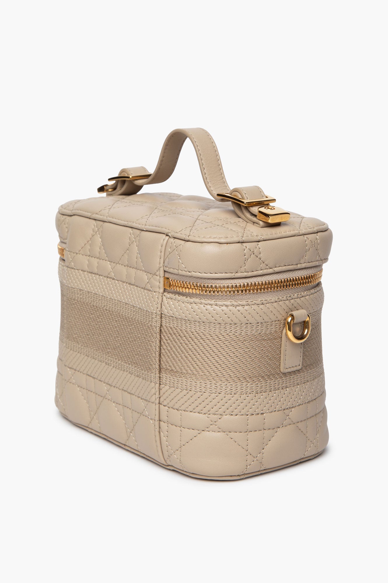 Christian Dior Beige Cannage Lambskin Travel Vanity Bag