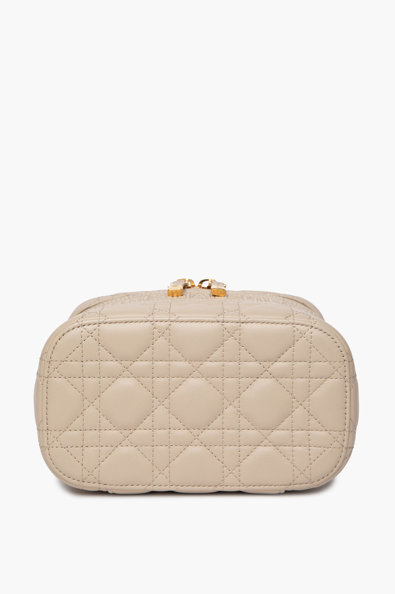Christian Dior Beige Cannage Lambskin Travel Vanity Bag