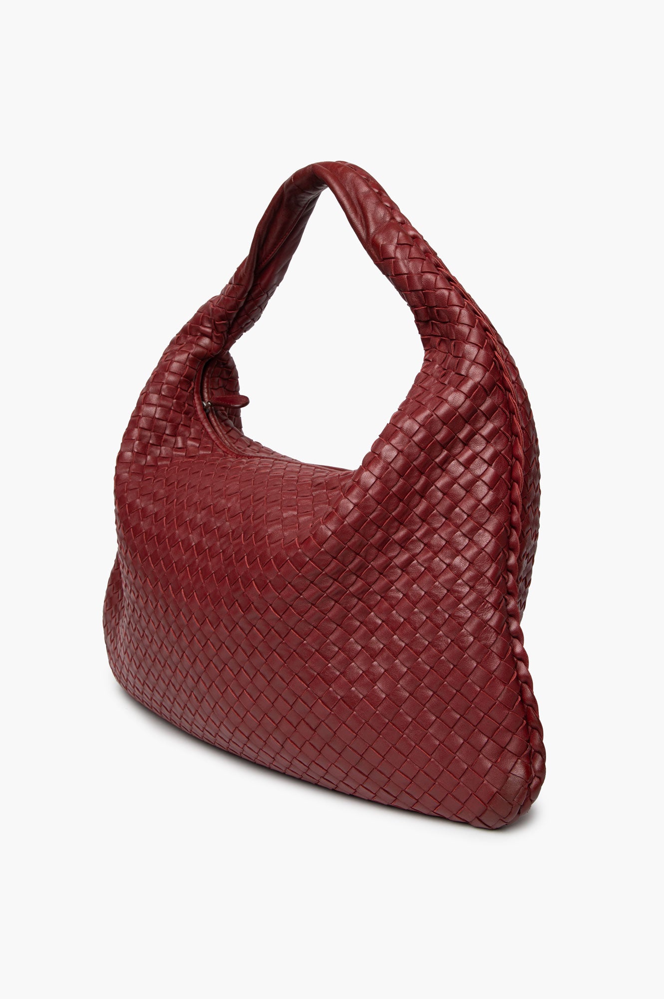 Bottega Veneta Burgundy Nappa Intrecciato Large Veneta Hobo Bag