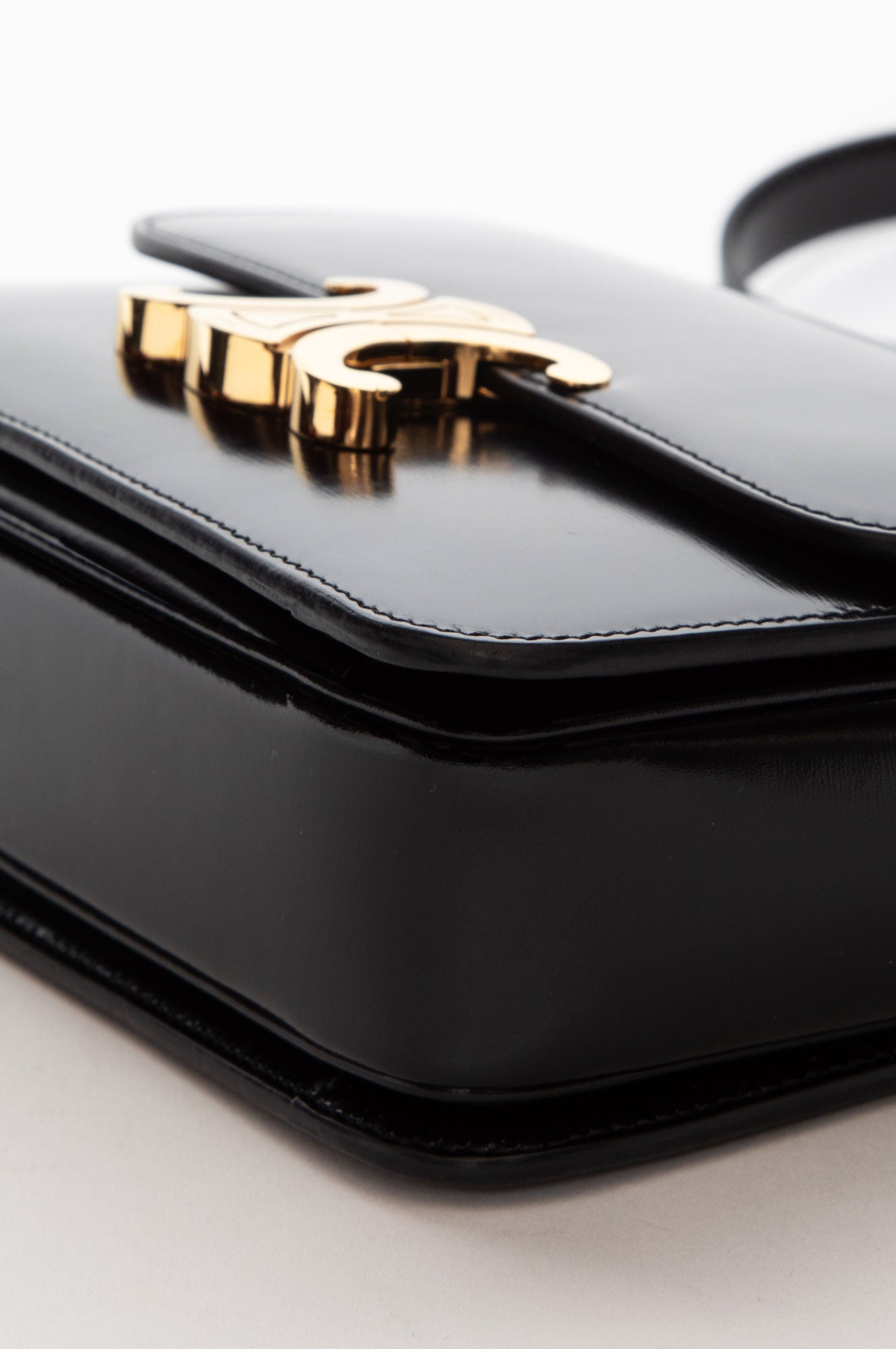 Celine Black Shiny Calfskin Teen Triomphe Bag