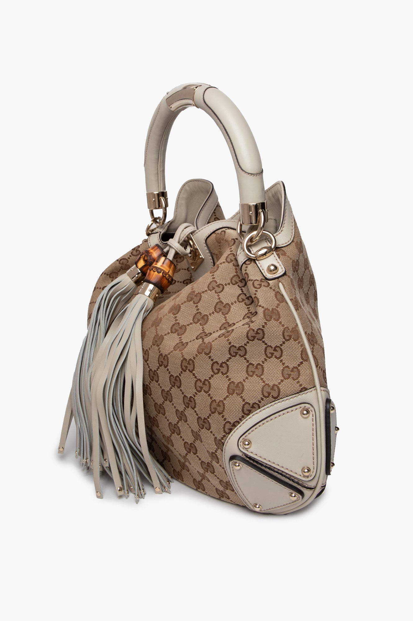 Gucci Beige GG Canvas Medium Babouska Indy Hobo Bag With Strap