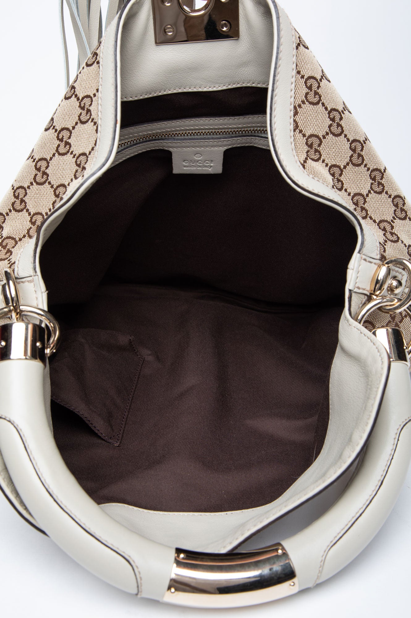 Gucci Beige GG Canvas Medium Babouska Indy Hobo Bag With Strap