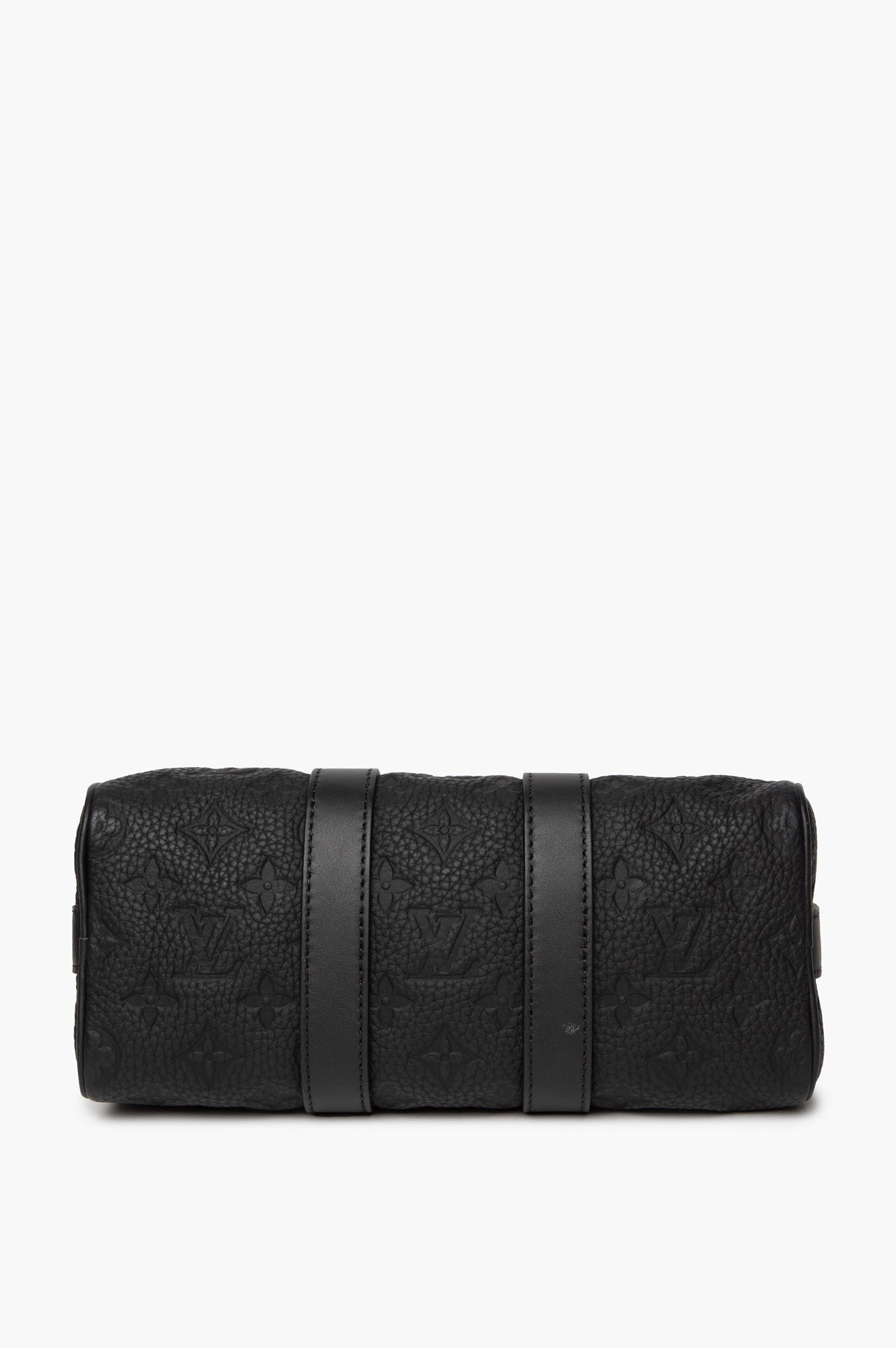 Louis Vuitton Matte Black Taurillon Monogram Leather Keepall Bandoulière 25