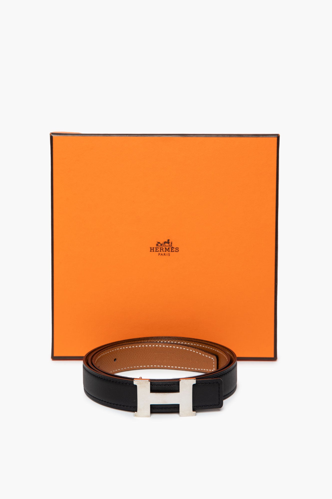 Hermès Reversible 24 MM Silver Plated Mini H Belt Size 85
