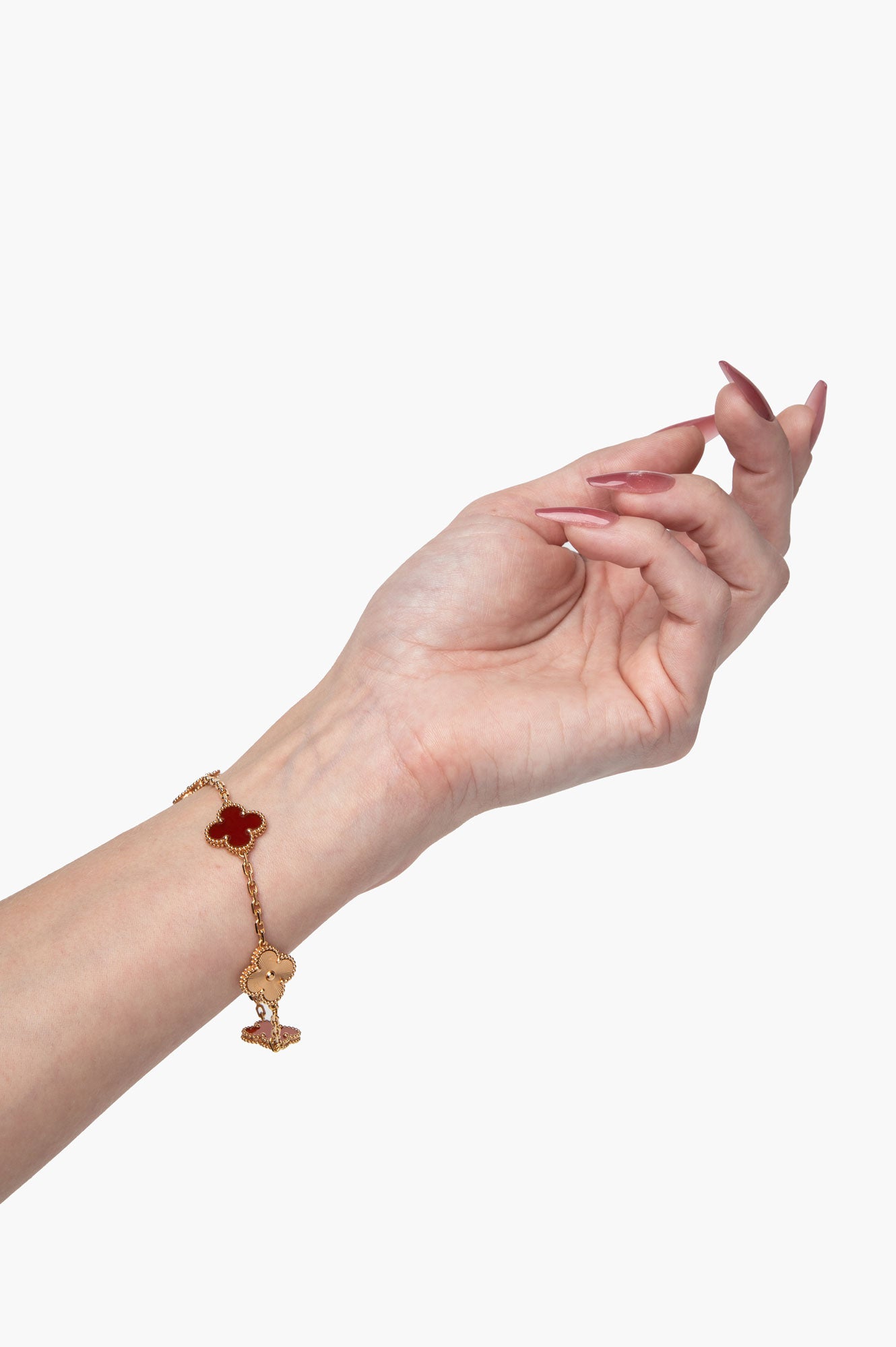 Van Cleef & Arpels 5 Motif Carnelian Gold Bracelet