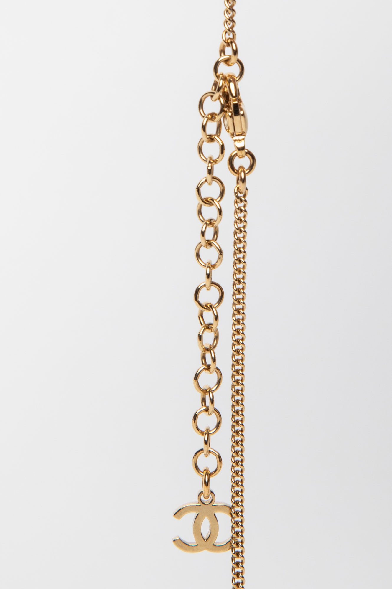 Chanel 24P Gold Tone Quilted CC Pendant Necklace