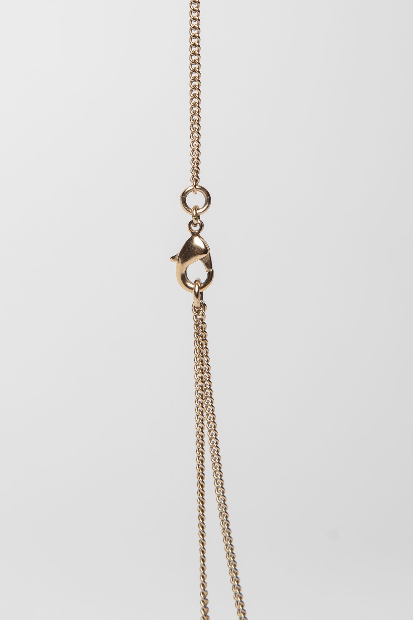 Chanel 12A Champagne Gold Tone CC Faux Baroque Pearl Drop Pendant Necklace