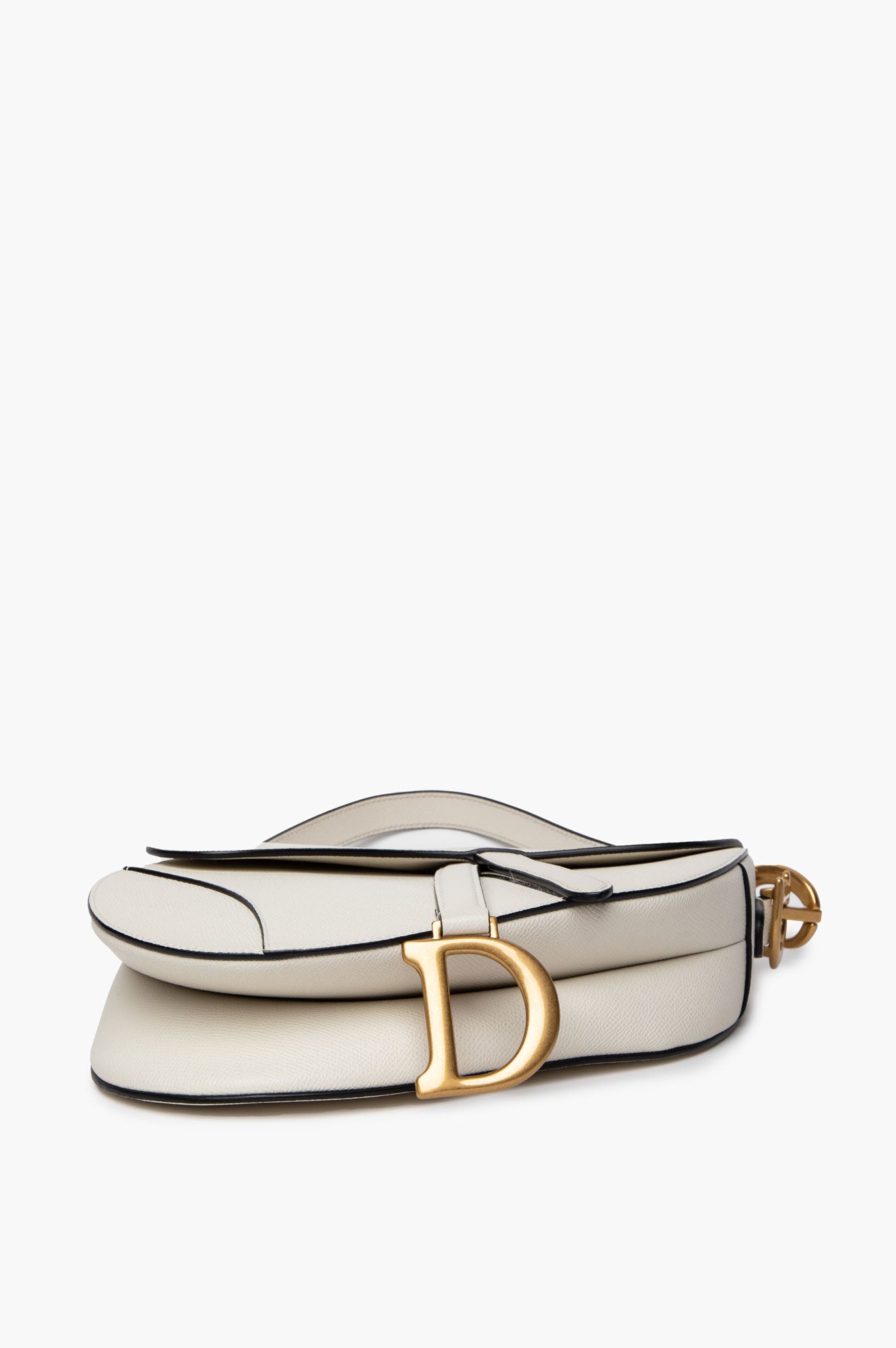 Christian Dior Latte Grained Calfskin Medium Saddle Bag With Strap
