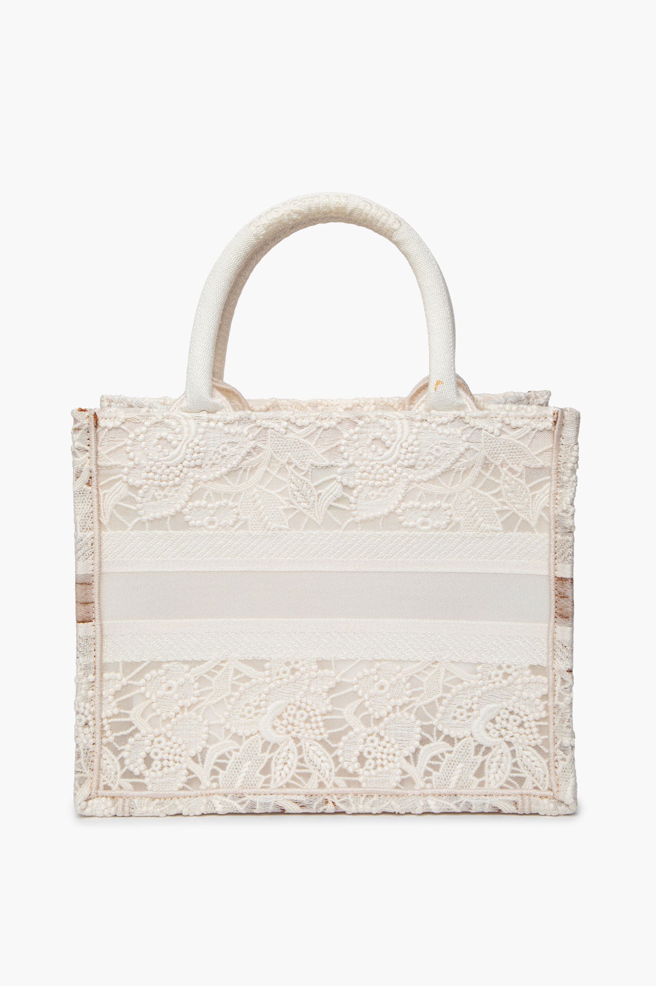 Christian Dior Transparent Embroidered Mesh Cream Lace Book Tote