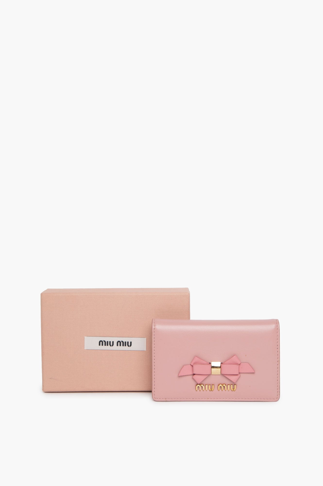 Miu Miu Pink Leather Bow Zip Wallet