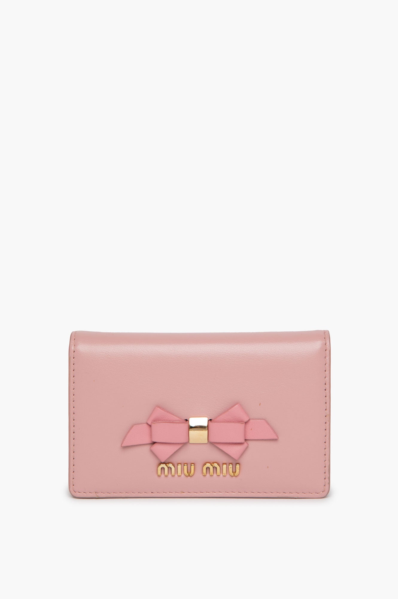 Miu Miu Pink Leather Bow Zip Wallet