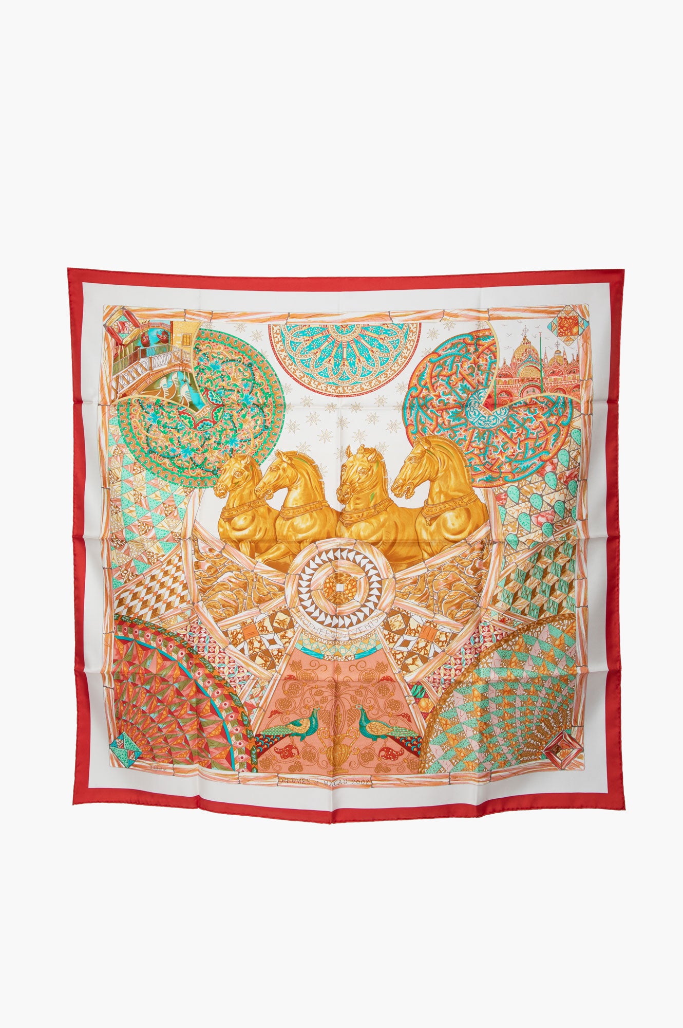 Hermes Red Trophees De Venise Scarf 90x90cm