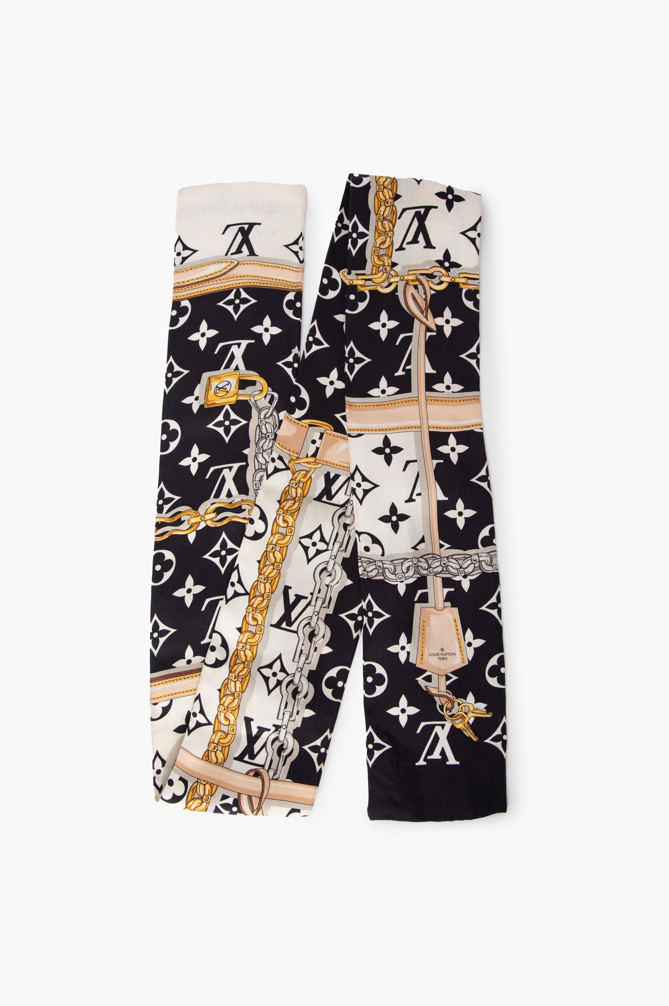 Louis Vuitton Confidential Black and White Silk Bandea Scarf