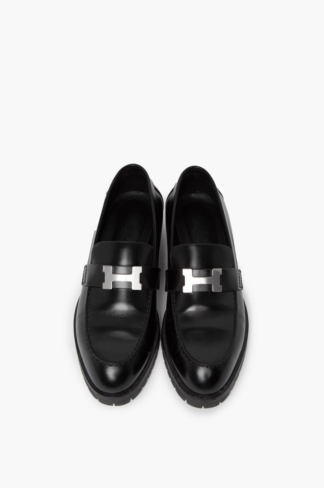 Hermes Black Faubourg Loafer Size 38