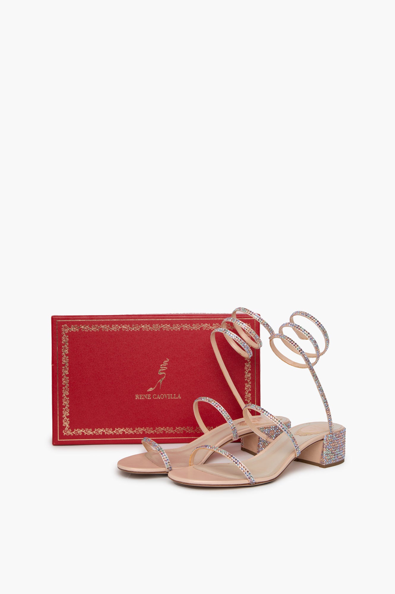 Rene Caovilla Pink Satin Crystal Romance Mix Sandals 39.5