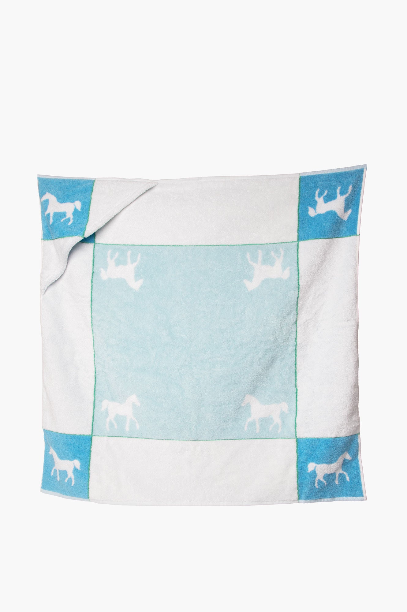 Hermes Blue Square Hooded Baby Towel