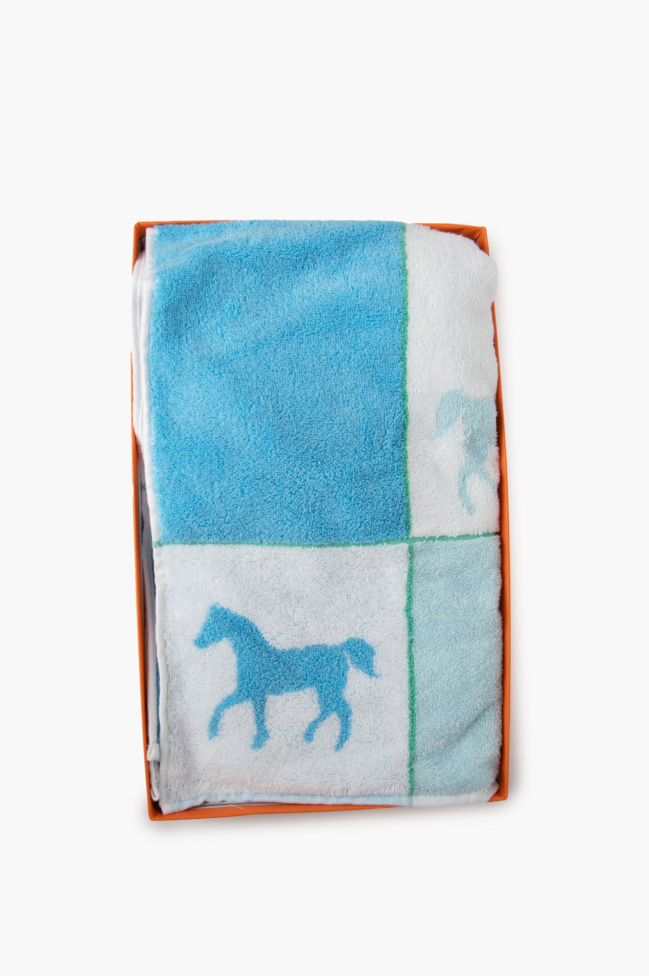 Hermes Blue Square Hooded Baby Towel