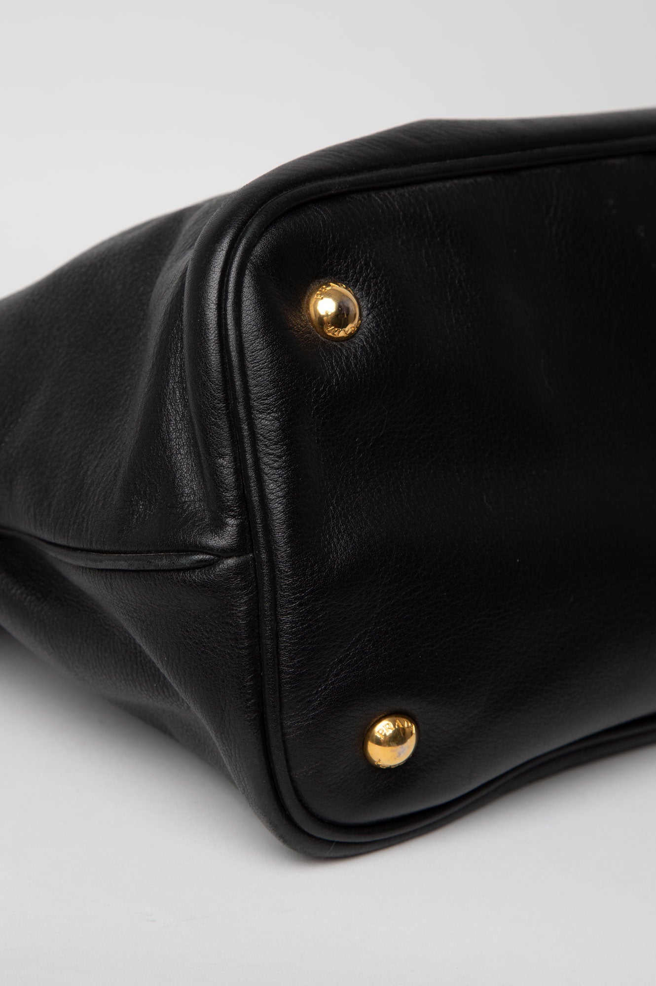 Prada Black Vitello Phenix Buckle Shopper Tote Bag