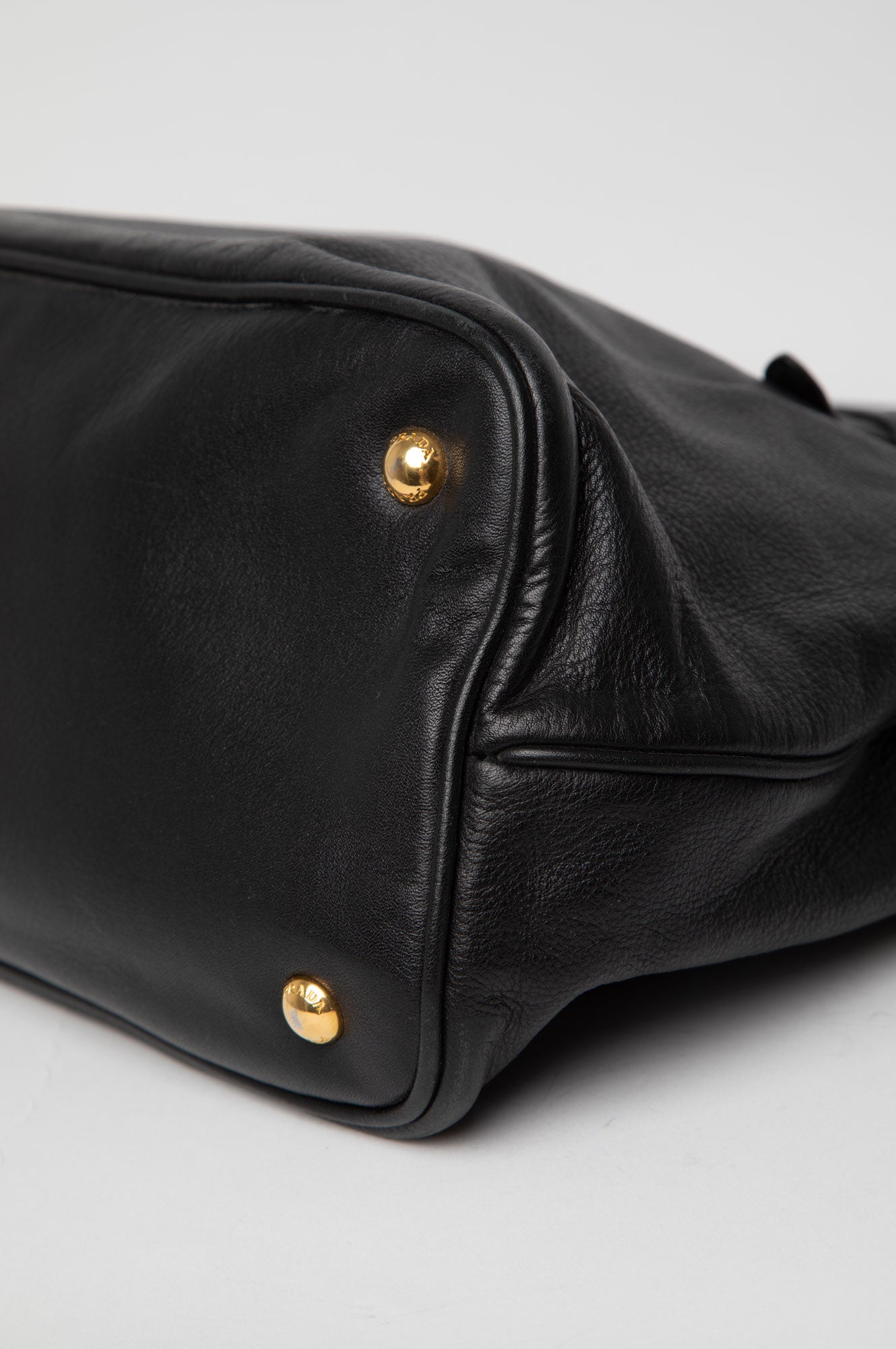 Prada Black Vitello Phenix Buckle Shopper Tote Bag