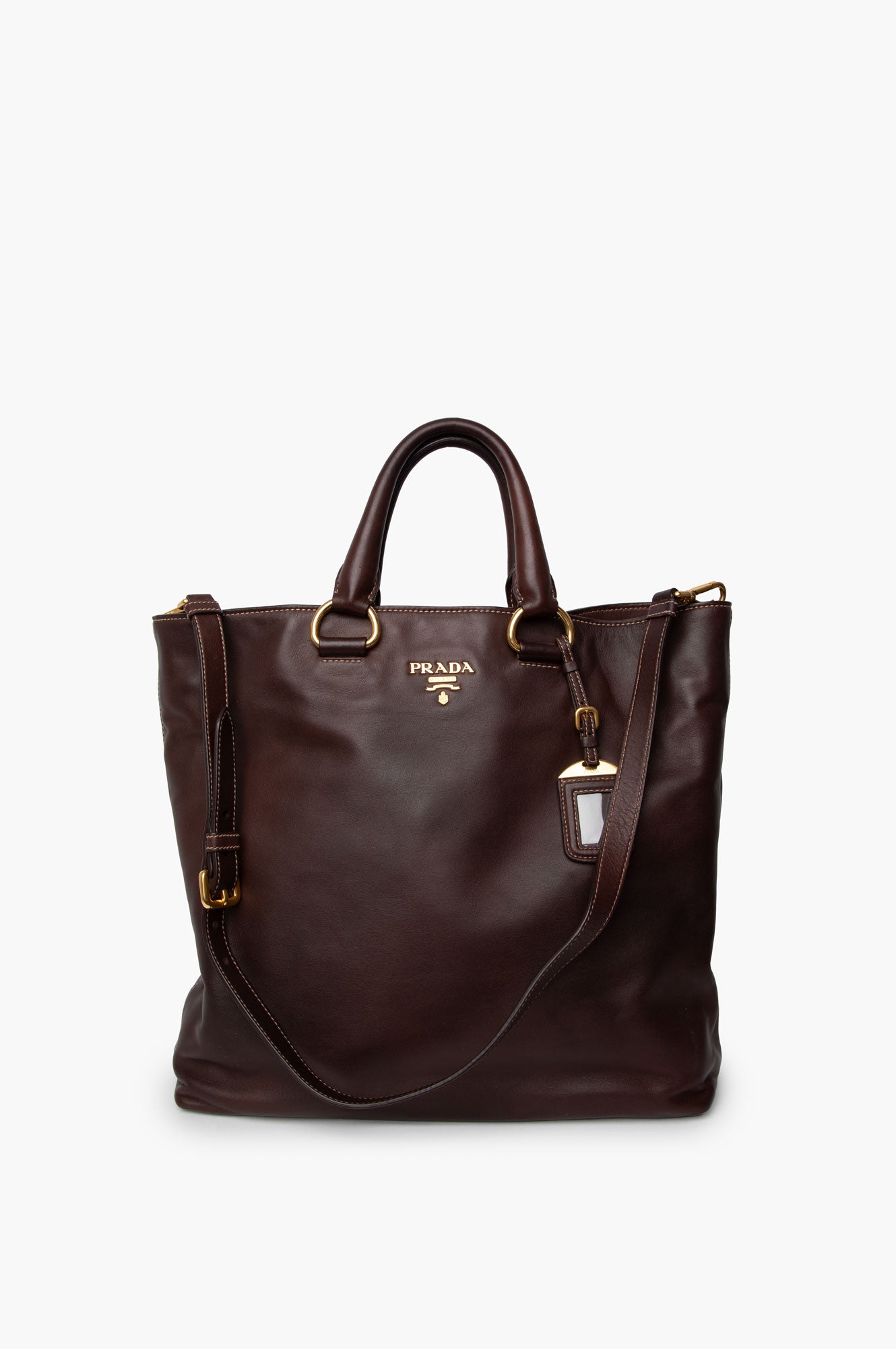 Prada Brown Soft Calf Satchel Amaranto Tote Bag